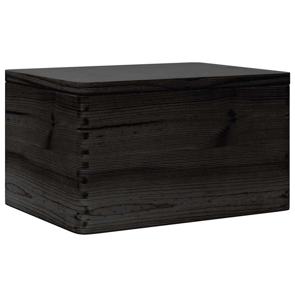Boîte en bois avec couvercle noir 40x30x23cm bois de pin massif