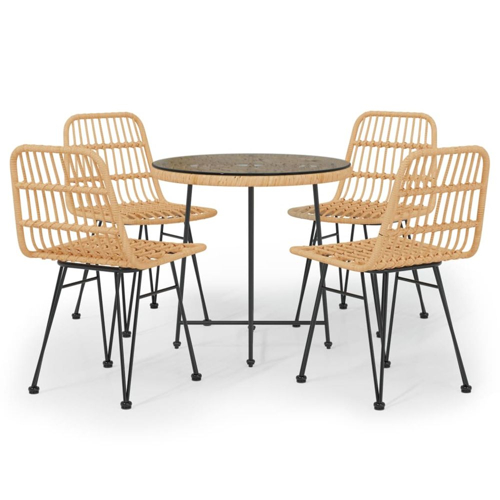Ensemble à manger de jardin 5pcs résine tressée