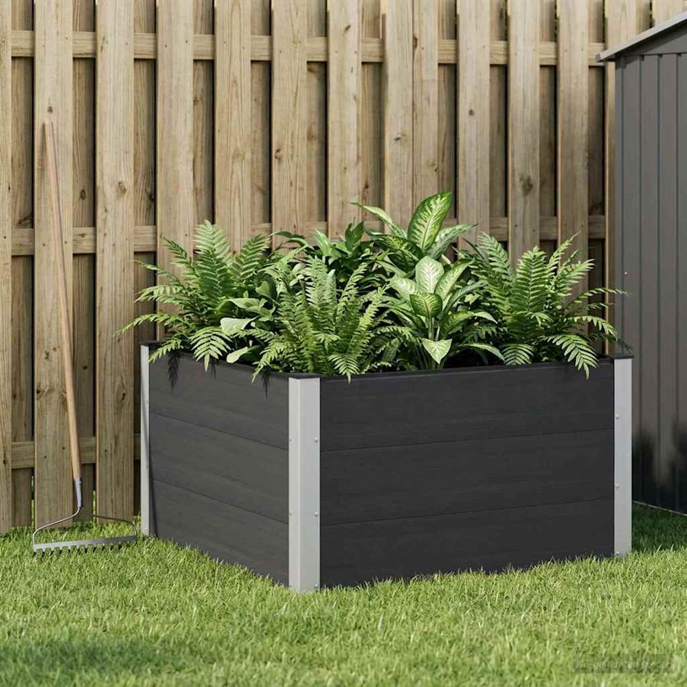 Carré potager surélevé wpc alu extérieur culture légumes 100x100x54cm noir