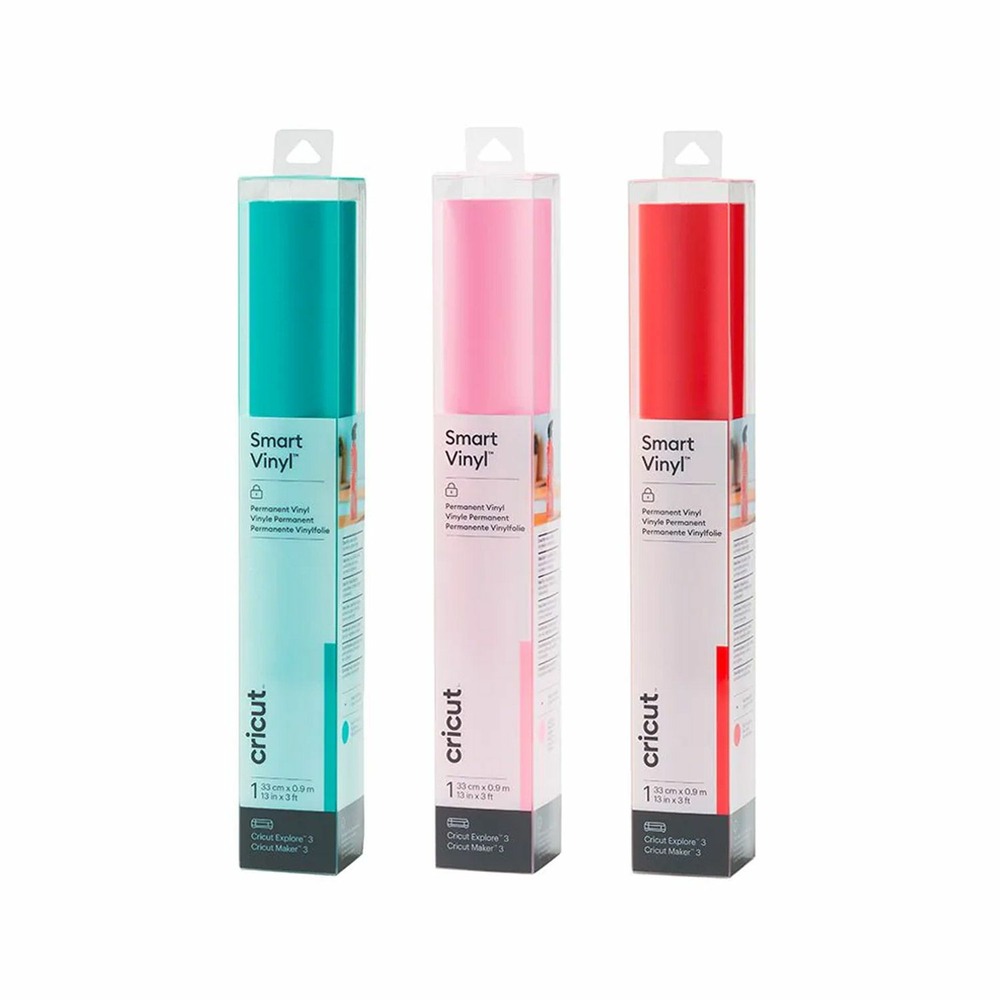 3 vinyles permanents 91 x 33 cm - aqua, rouge, rose clair