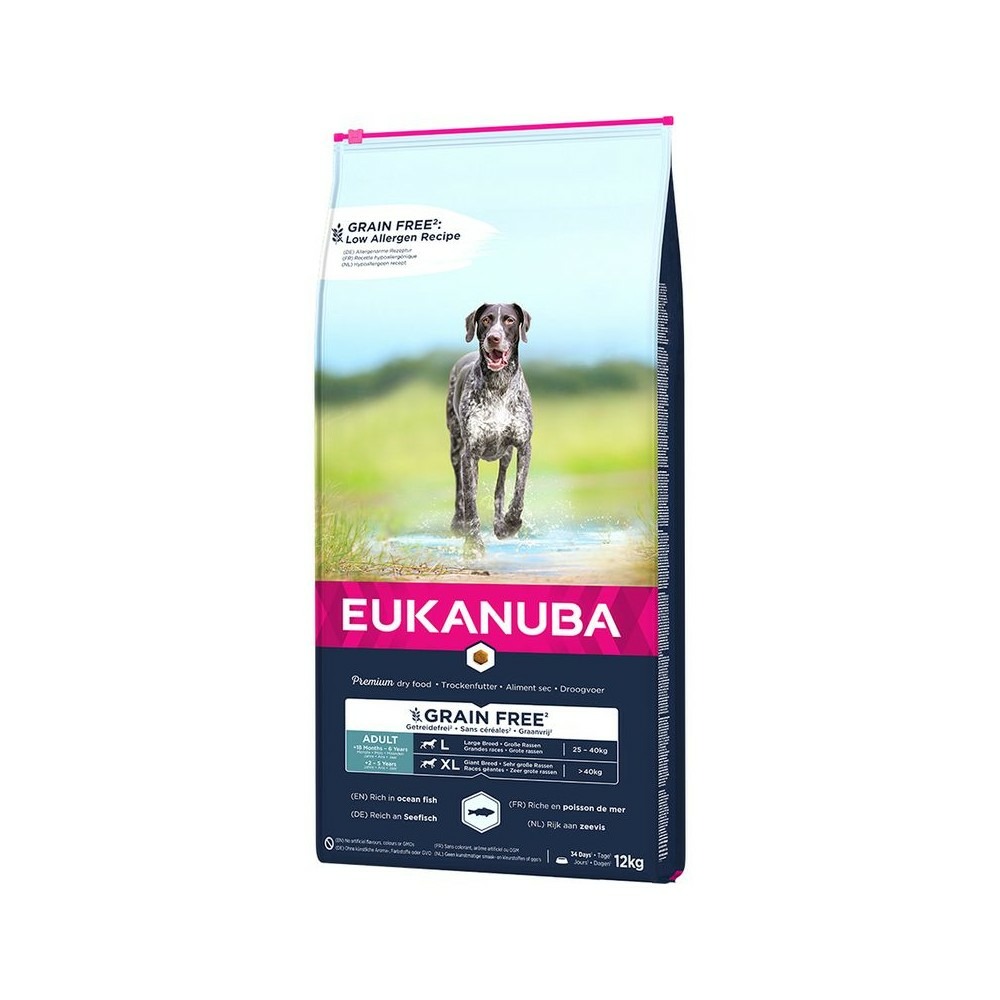 Eukanuba chien adulte sans céréales grandes races riche en poissons 3 kg