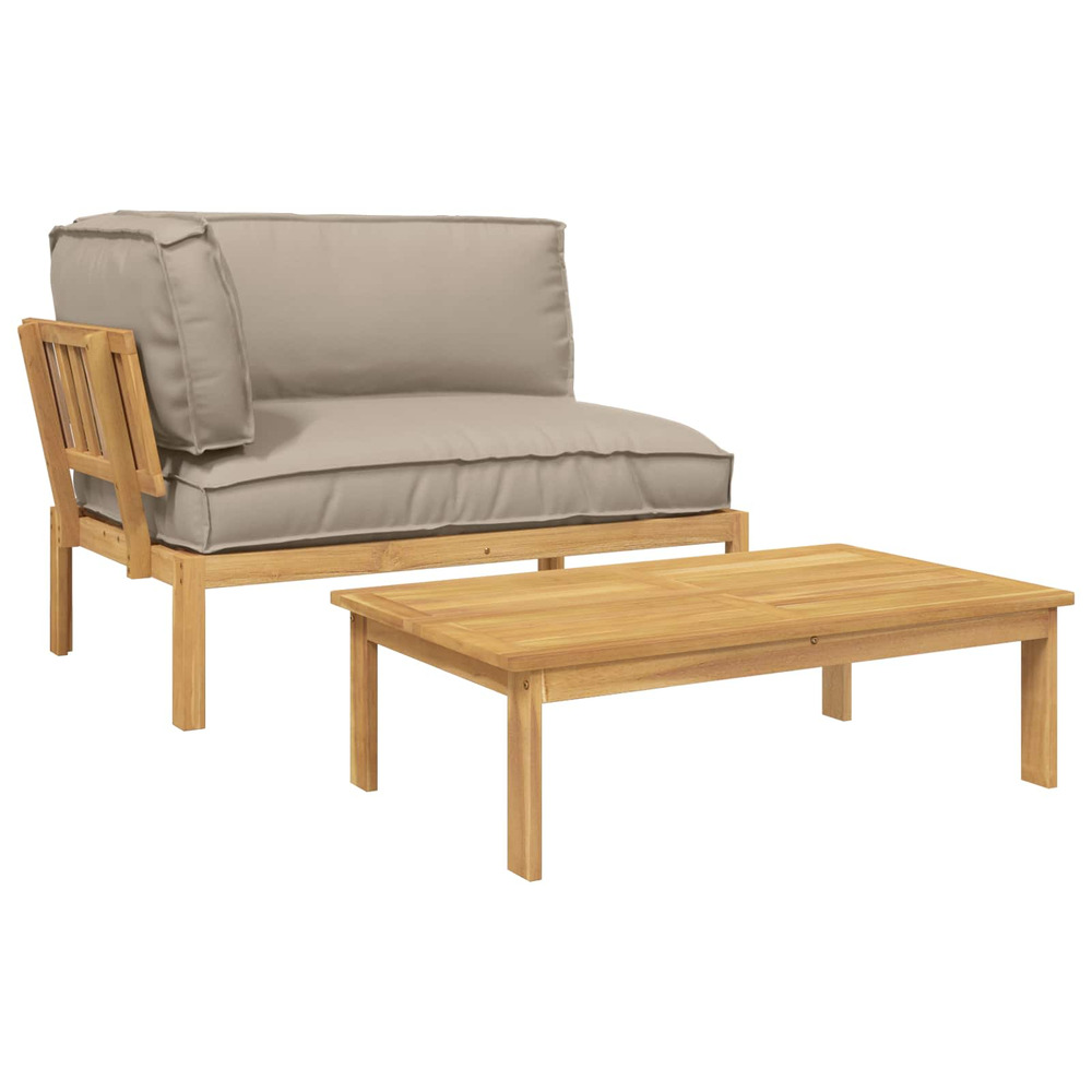 Ensemble de canapés uni 2 pcs taupe bois d'acacia massif