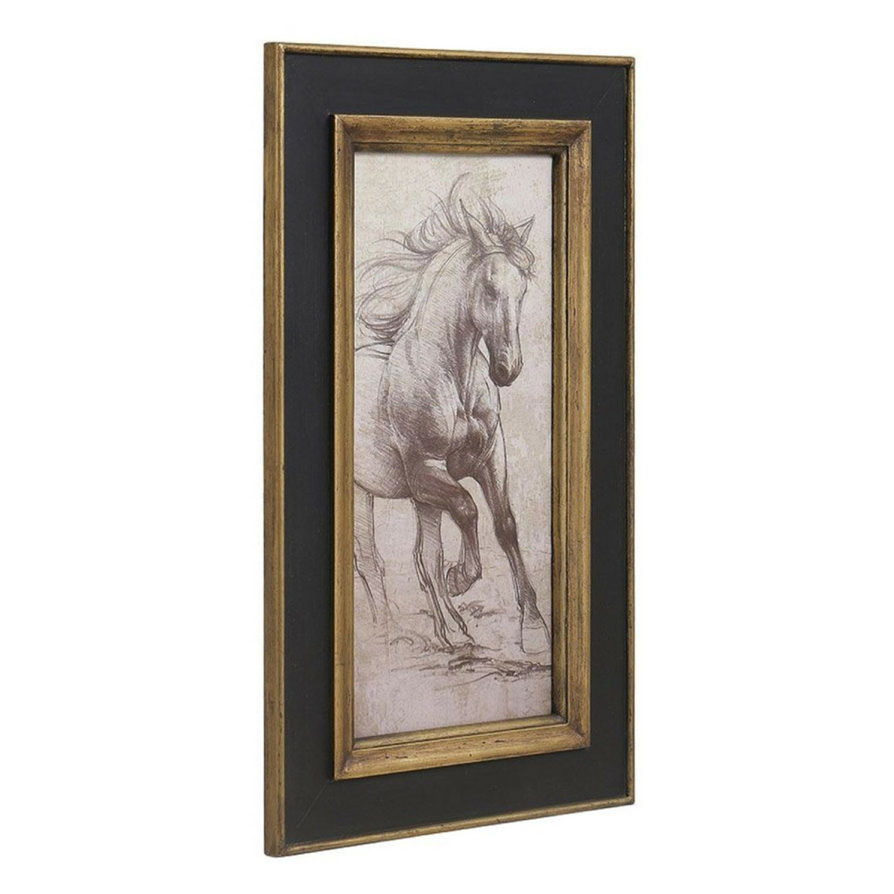 Tableau dessin cheval bois noir - interior's
