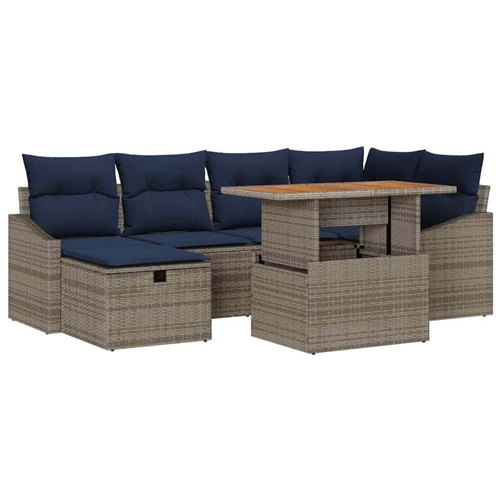 Ensemble de canapé de jardin 7 pcs gris polyrotin