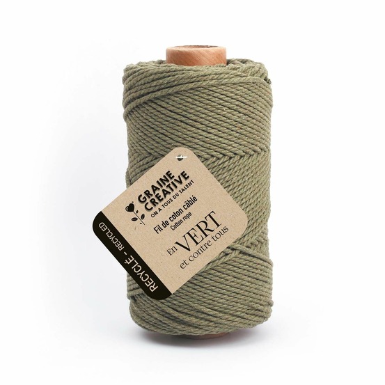 Coton cablé recyclé vert 100 m x 2 mm