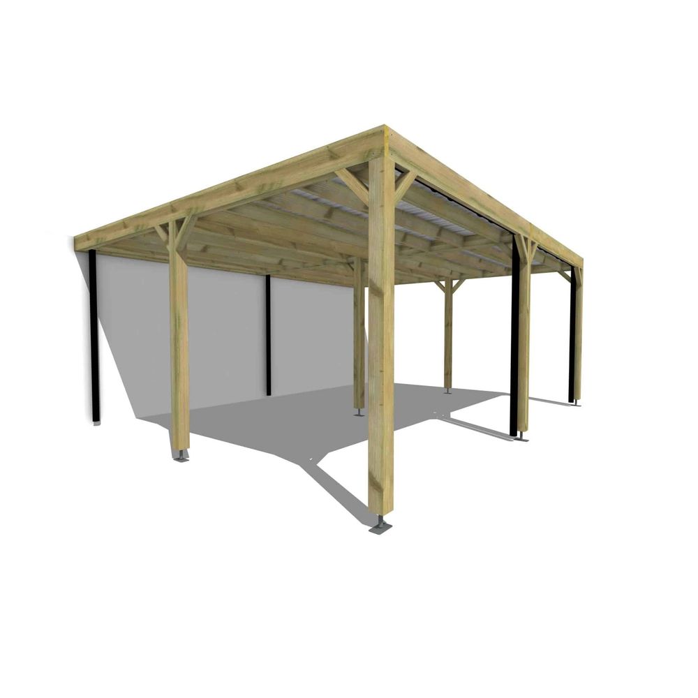 Carport bois adossé 1 voiture 31 m² • 6 x 5 m • hauteur de passage 2,37 m • sens largeur • livraison comprise