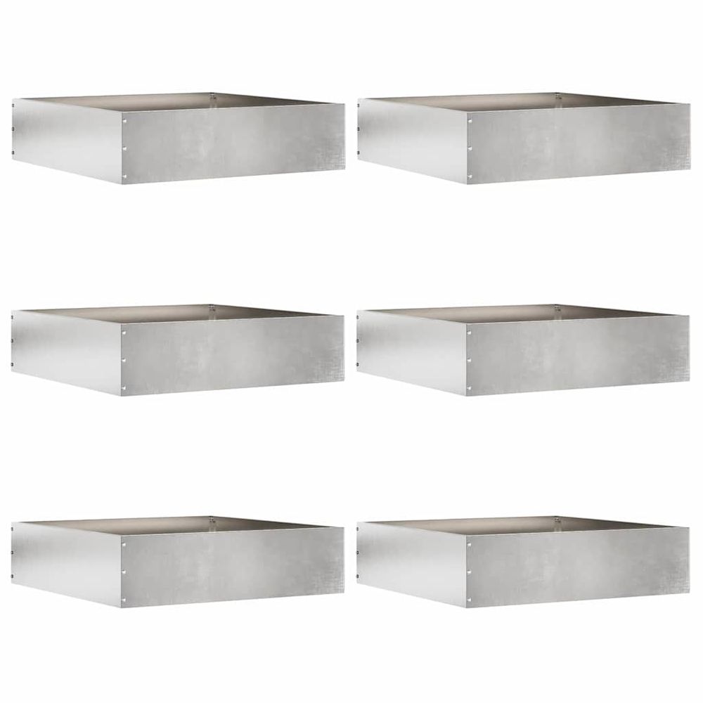 Lot 6 bordures pelouse carrées acier inoxydable jardin délimitation 50x13cm argent