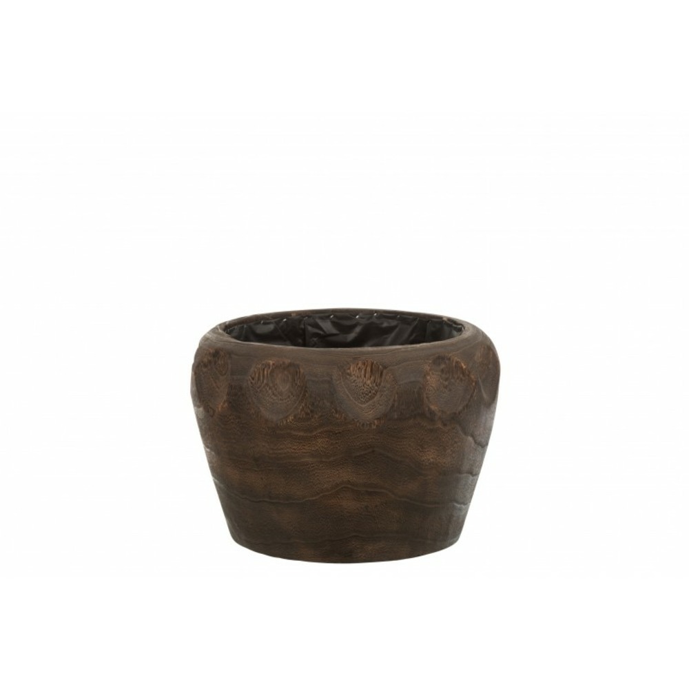 Cache pot en bois de paulownia marron 35x35x23 cm
