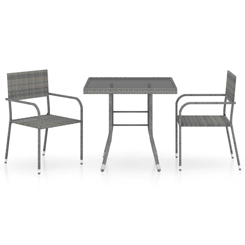 Ensemble à manger de jardin 3pcs résine tressée anthracite gris