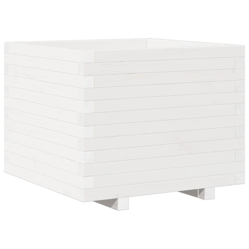 Jardinière d'extérieur blanc 60x60x49,5 cm bois de pin massif