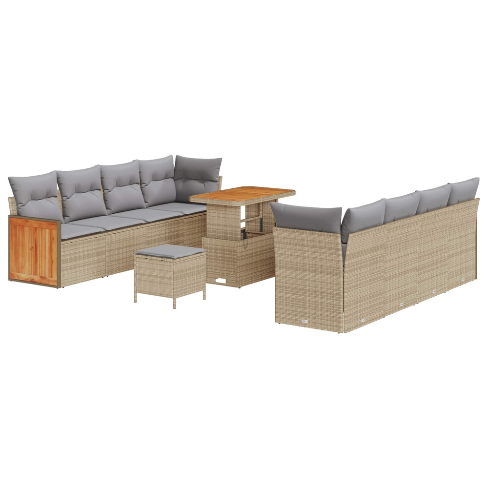 Ensemble de canapé de jardin 11 pcs beige et gris clair