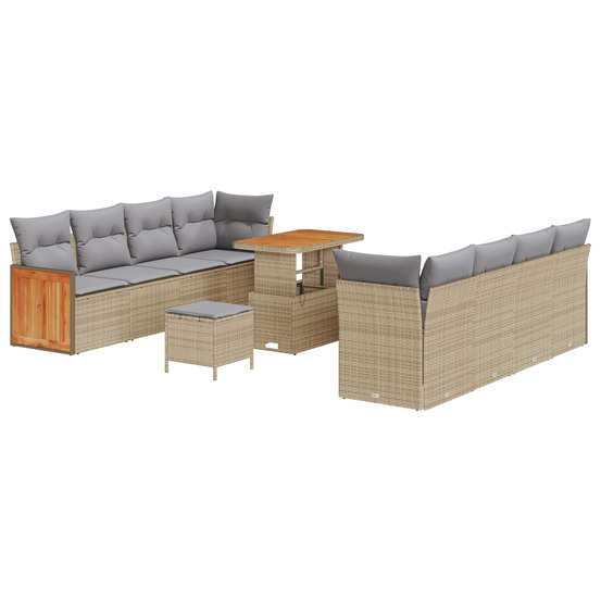 Ensemble de canapé de jardin 11 pcs beige et gris clair