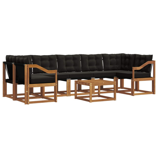 Ensemble de canapés d'extérieur 8 pcs naturel et noir