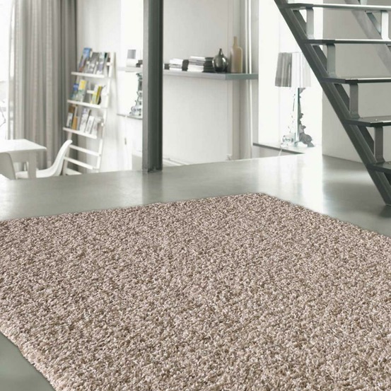 Tapis shaggy 60x110 rectangle tissé beige motif uni sg loca