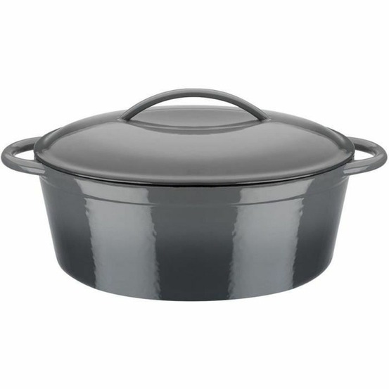 Cocotte fonte massive ovale 33 x 25 cm - induction - gris