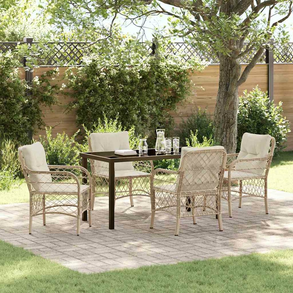 Ensemble de salle à manger pour jardin 5 pcs beige polyrotin