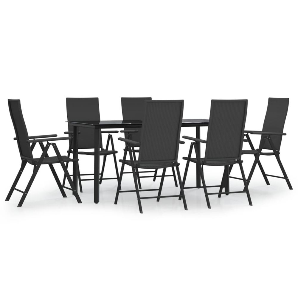 Ensemble à manger de jardin 7 pcs noir résine tressée