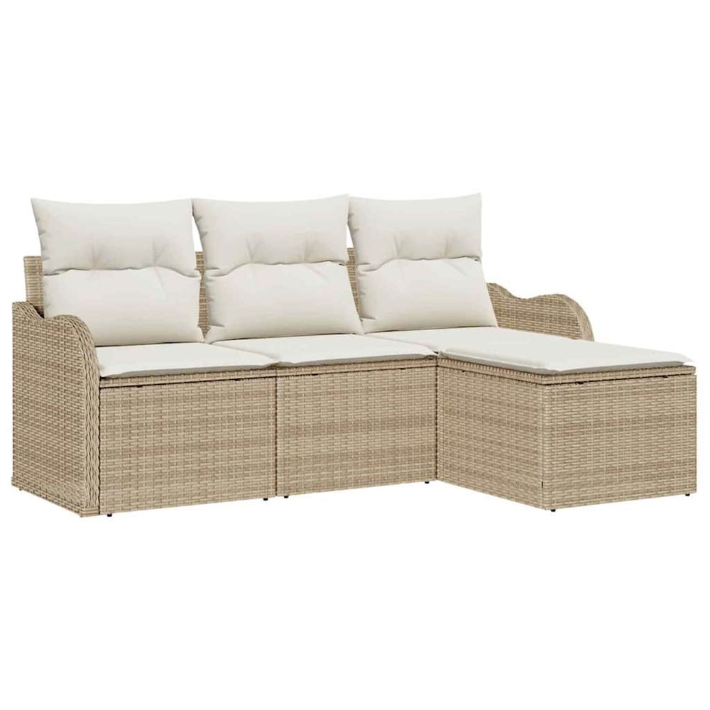 Ensemble de canapé de jardin 4 pc beige polyrotin