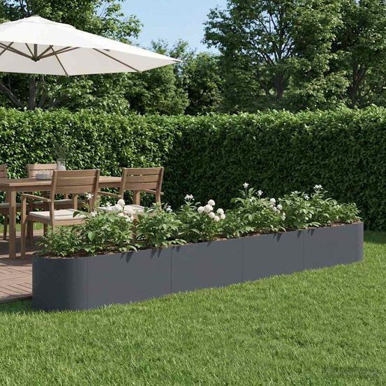 Jardin surélevé acier potager urbain culture plantes herbes 380x40x40cm anthracite