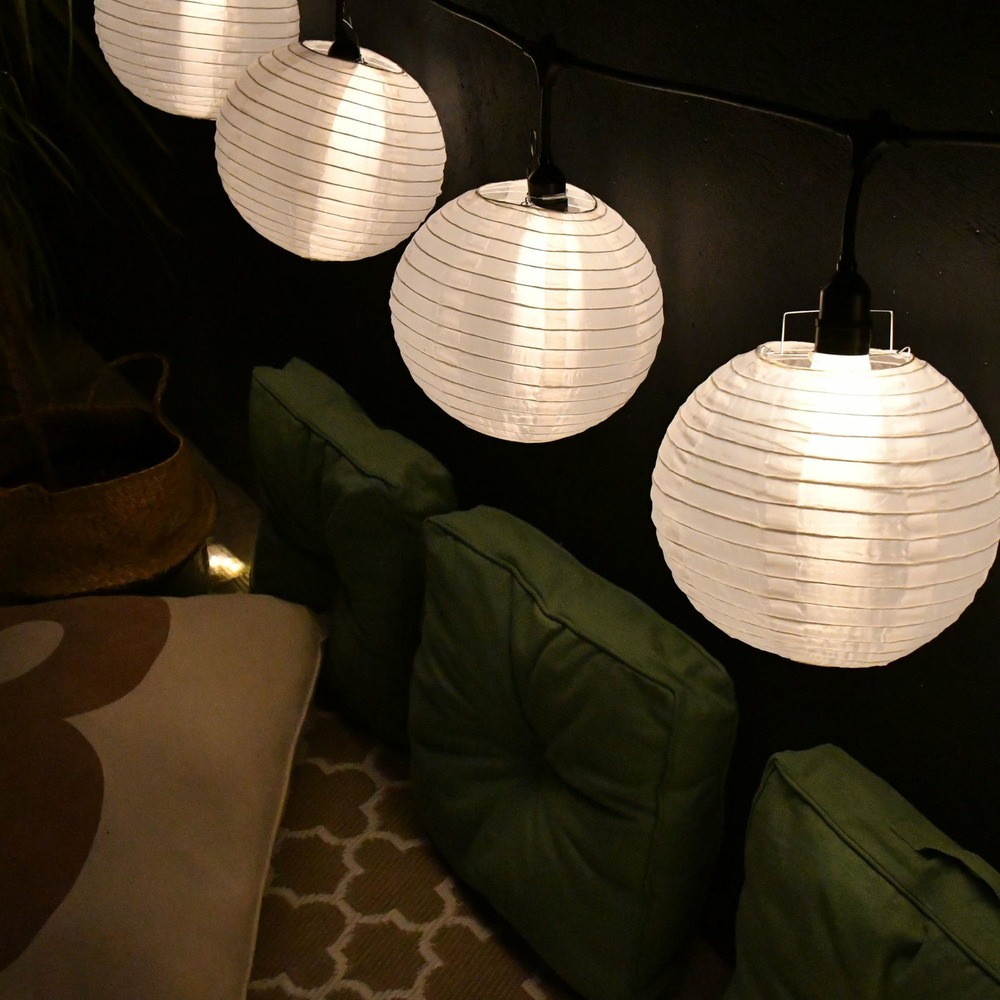 5 lampions en tissu résistant aux uv - intérieur extérieur