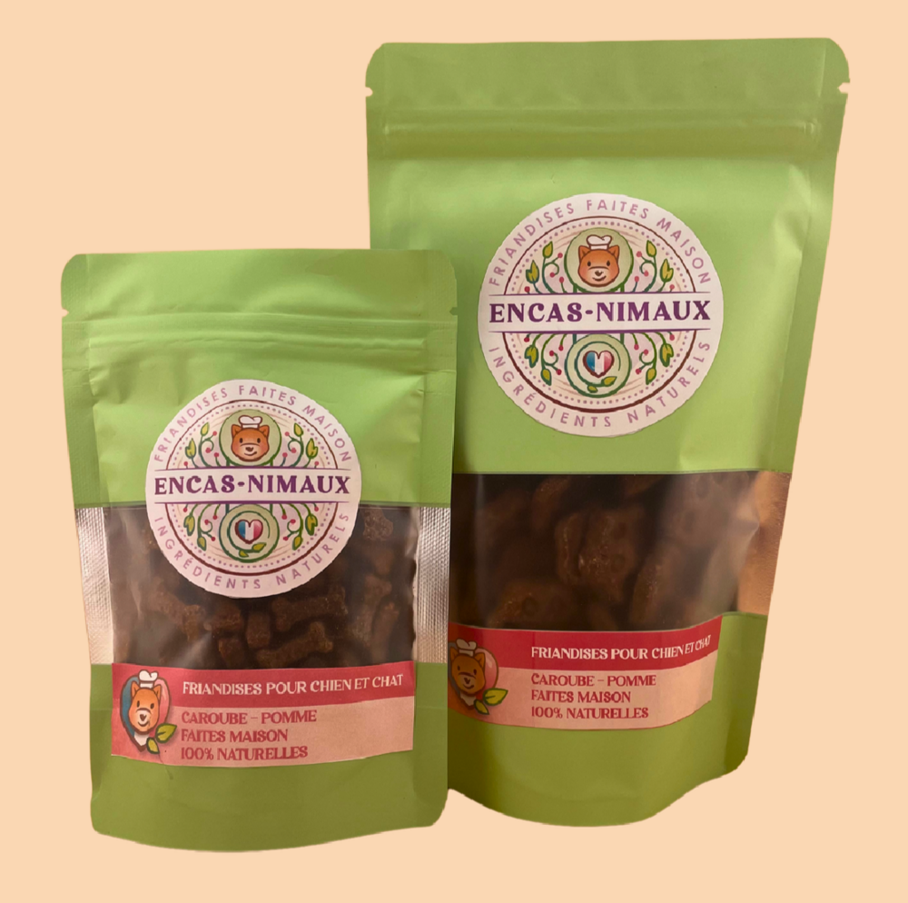 Encas-nimaux - friandises naturelles végétales caroube & pomme 100g