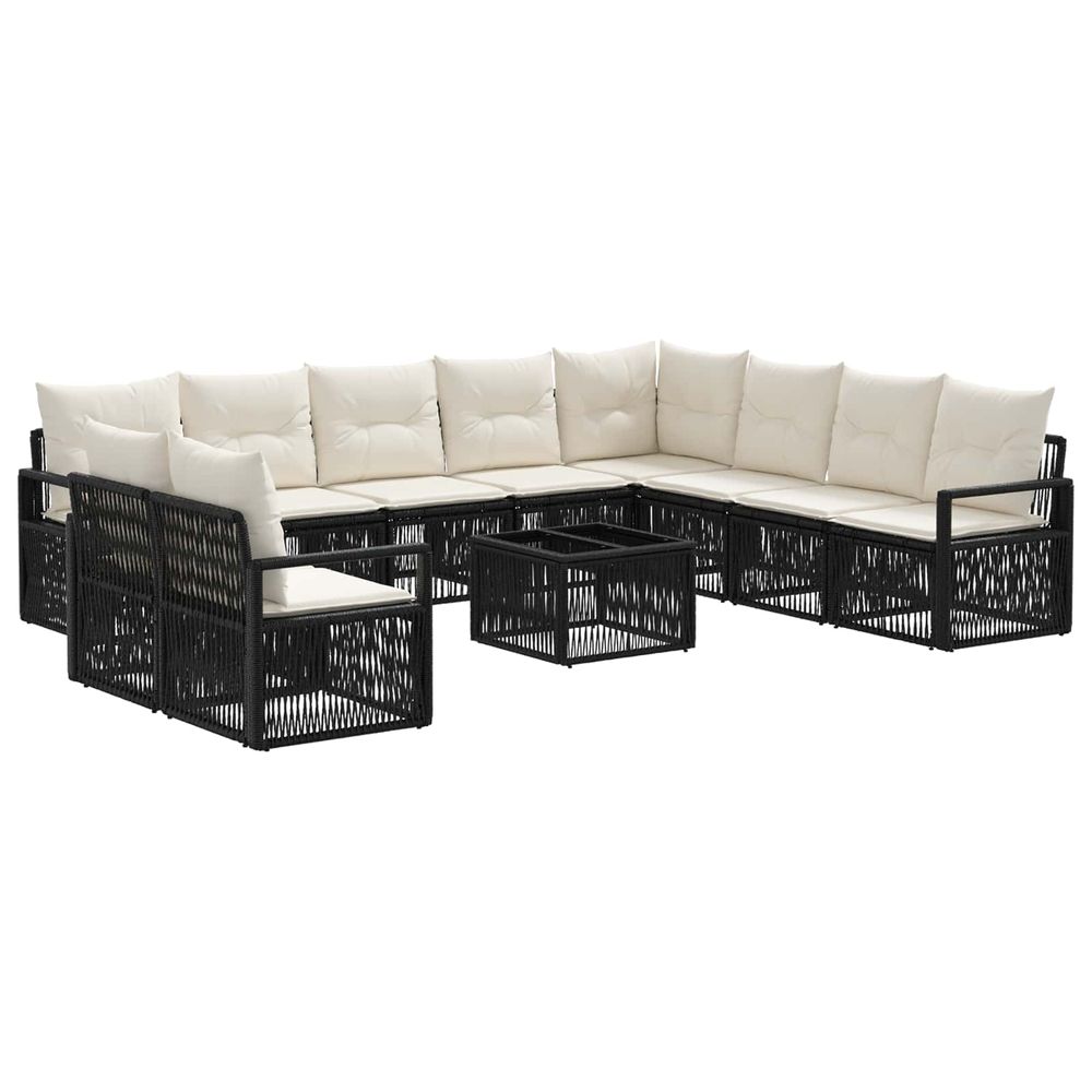 Ensemble de canapé de jardin 11 pc noir polyrotin