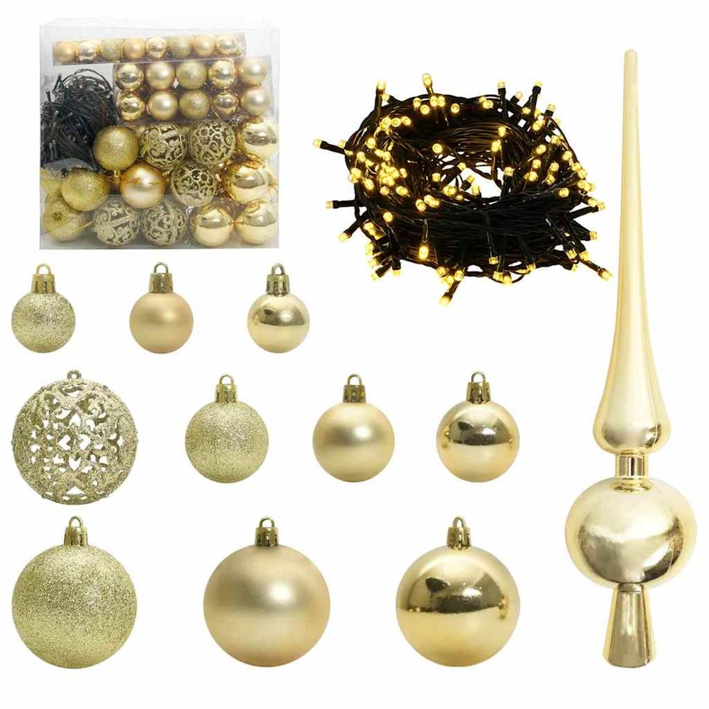 Ensemble de boules de noël 120 pc 300 led blanc chaud ø 6 cm