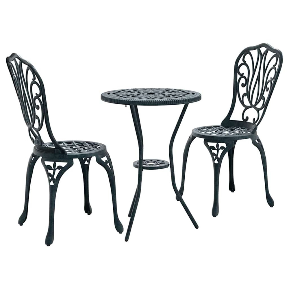 Ensemble bistro de jardin 3 pcs vert aluminium