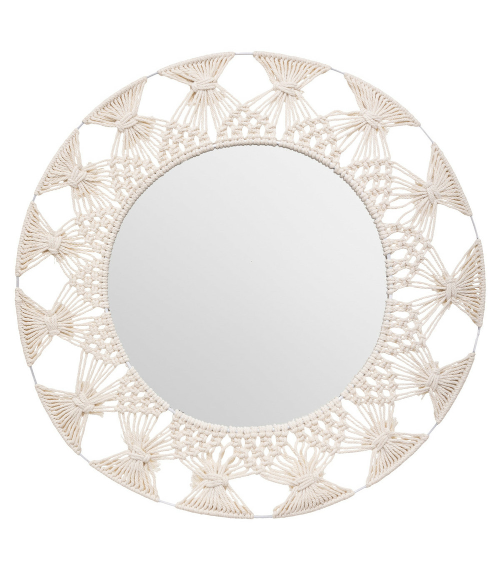 Miroir mural en fer et coton d 56 cm