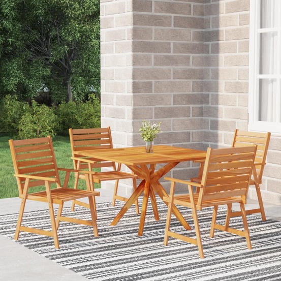 Ensemble à manger de jardin 5 pcs bois d'acacia solide