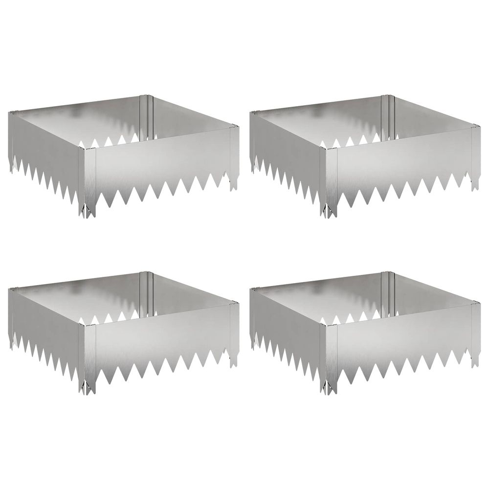 Bordure de pelouse 4 pc 60 x 60 x 20 cm acier argenté