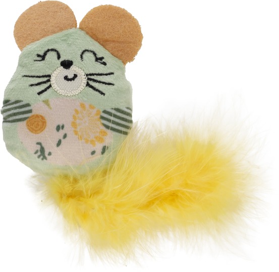 Souris en peluche avec plumes, cataire et crépitement