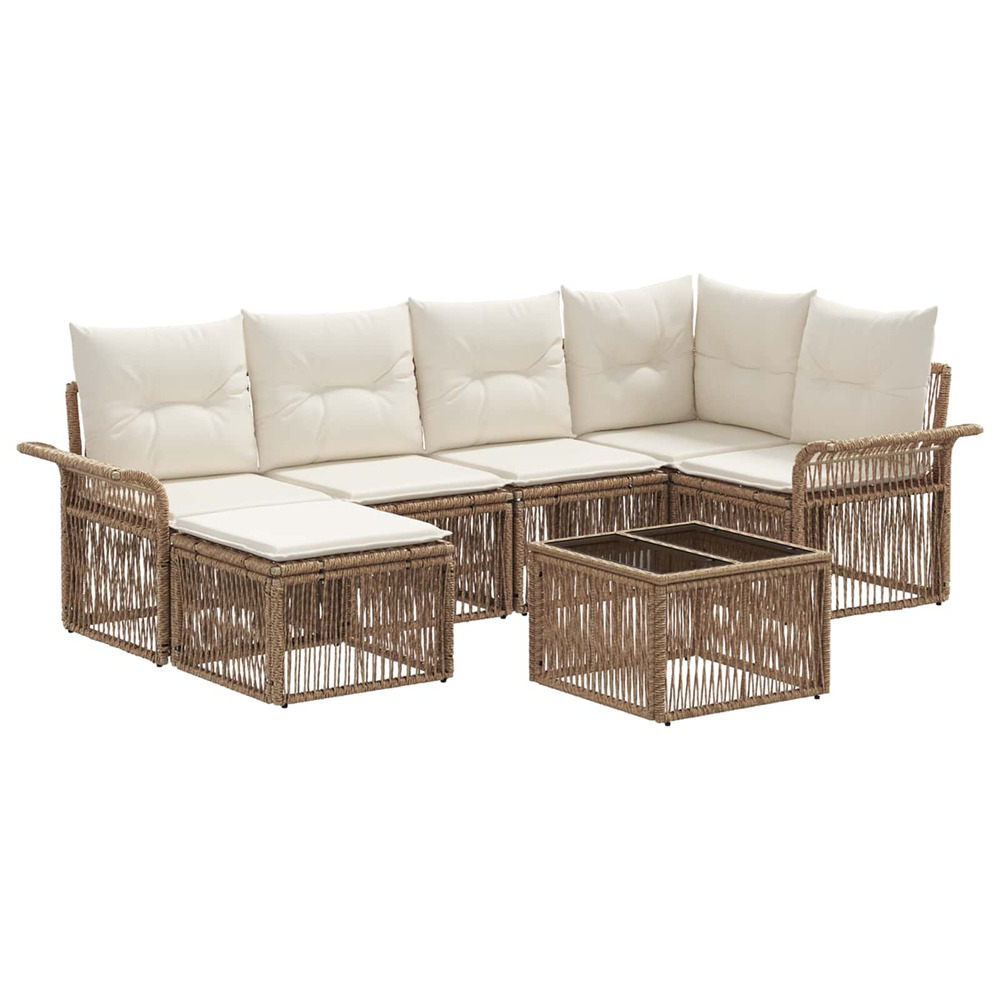 Ensemble de canapé de jardin 7 pcs beige polyrotin
