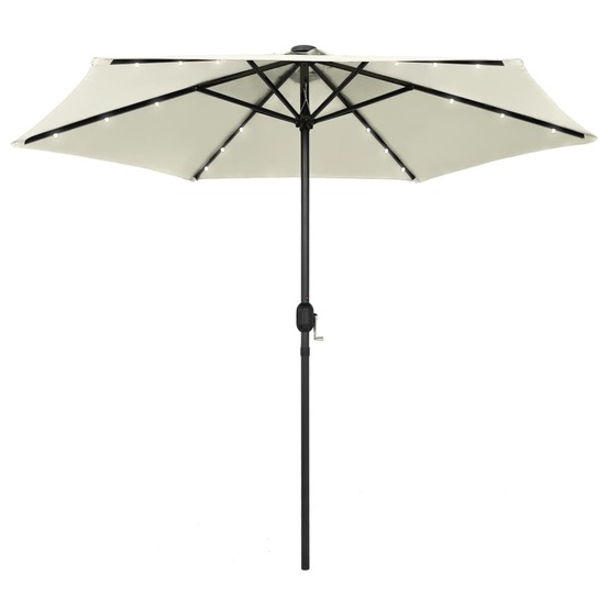Parasol avec led et mât en aluminium 270 cm blanc sable