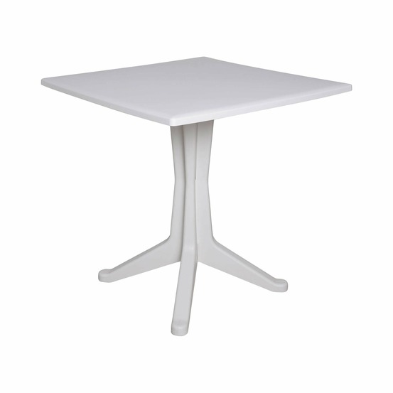 Table d'extérieur agostini, étagère carrée fixe, table de jardin polyvalente, 100% made in italy, 70x70h72 cm, blanc