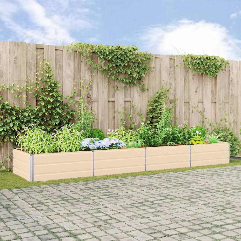 Bac de plantation géant acier galvanisé 385x100x45 cm ivoire