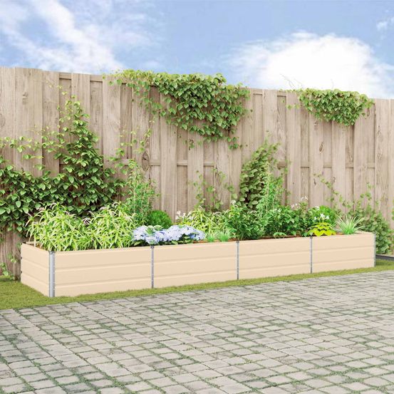 Bac de plantation géant acier galvanisé 385x100x45 cm ivoire