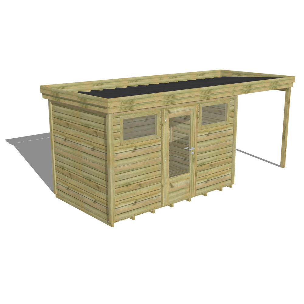 Abri de jardin bois pin traité autoclave 27mm - 5,44x2,14m / 12m2 - bac acier - plancher bois
