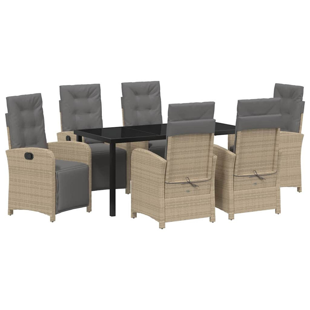 Ensemble de salle à manger pour jardin 7 pcs beige polyrotin