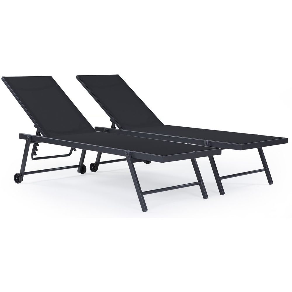 Lot de 2 bains de soleil textilène aluminium 