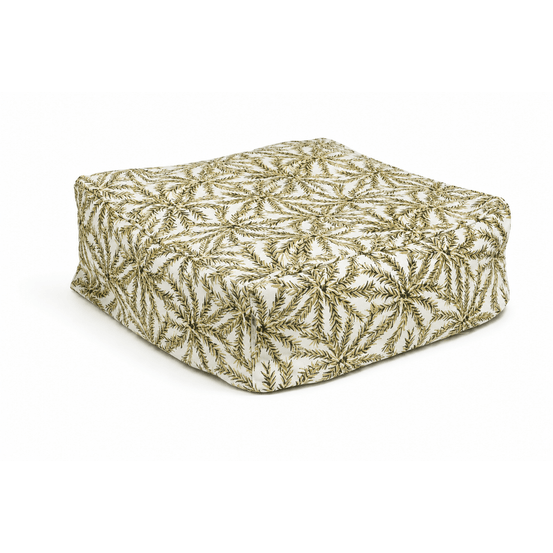 PETIT BOHÈME ELITIS PALMIERS ROSE | Coussin de sol à billes COZIP | 80 x 80 x h30 cm