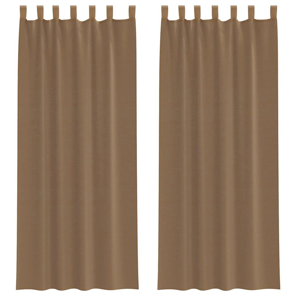Rideaux en voile avec boucles 2 pcs marron clair 140x260 cm