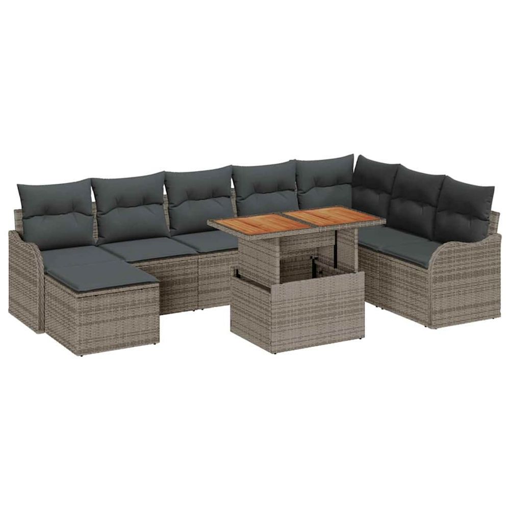 Ensemble de canapé de jardin 9 pc gris poly rotin