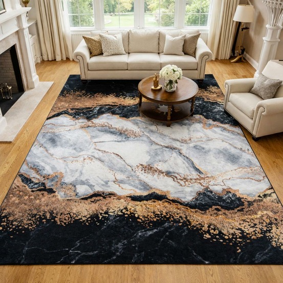 Tapis de cuisine 120x170 lyn11 grafik noir, facile d'entretien