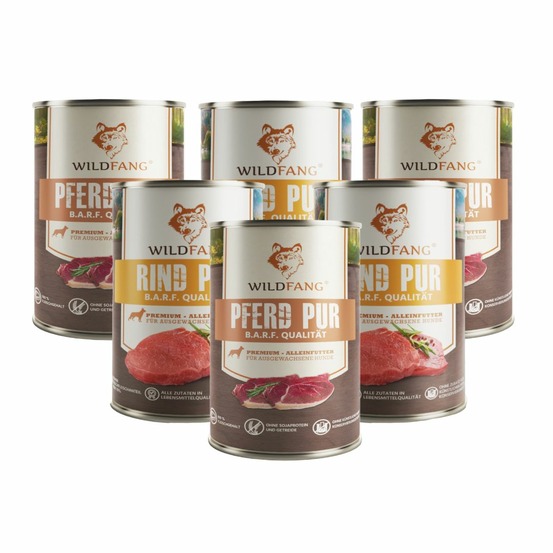 Wildfang premium wet food mix 6 x 800 g - nourriture humide b.a.r.f. Sans céréales