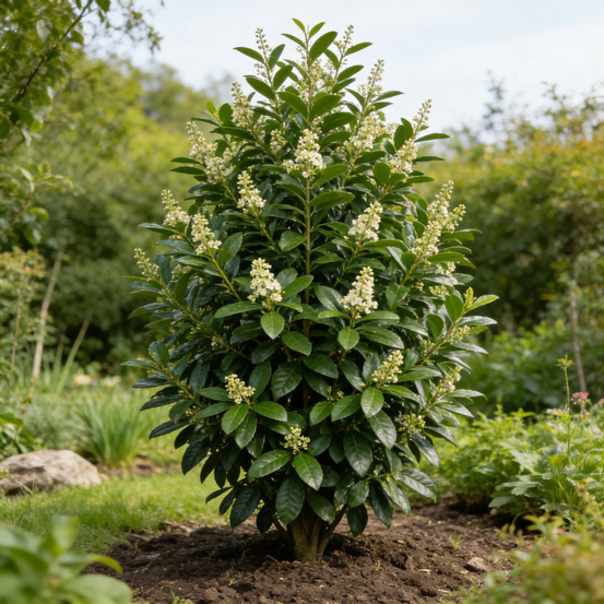 Laurier-cerise rotundifolia 50/60cm pot 6l - prunus laurocerasus rotundifolia