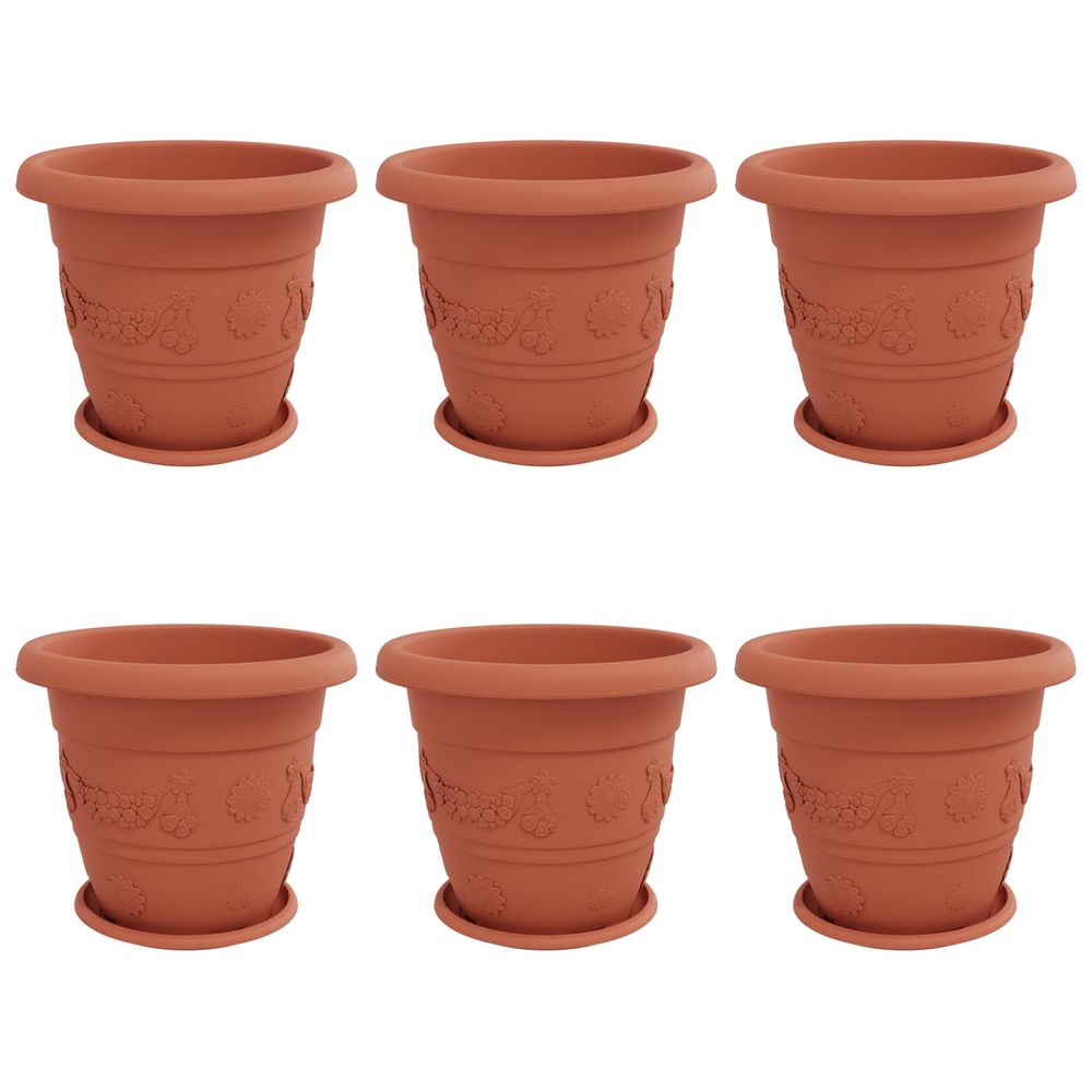 Pots de plantes 6 pc rouge brique ø 39 x 32 cm plastique