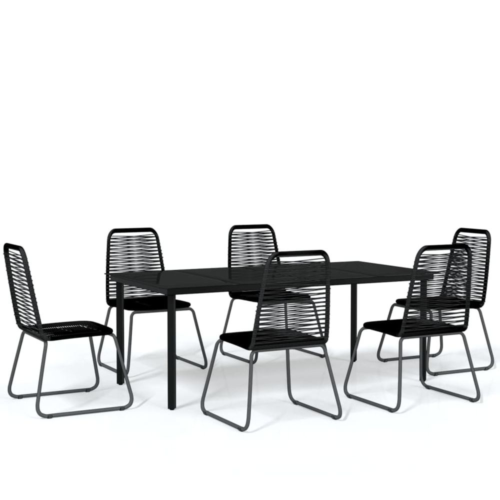 Ensemble à manger de jardin 7 pcs noir