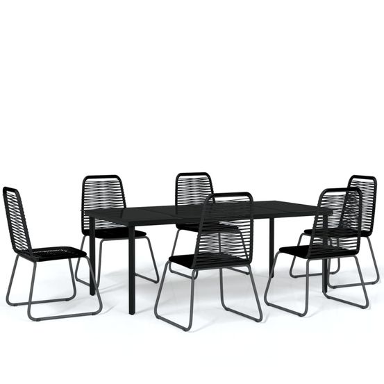 Ensemble à manger de jardin 7 pcs noir