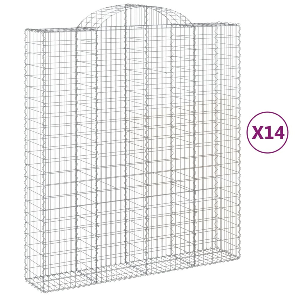 Paniers à gabions arqués 14 pcs 200x50x220/240 cm fer galvanisé
